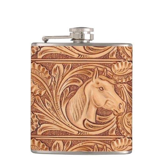 Rustikales Reitpferd aus Western Flachmann (Vorderseite)