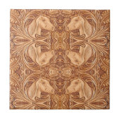 Rustikales Reitpferd aus Western Fliese (Vorderseite)