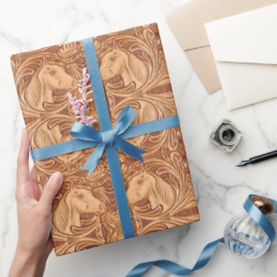 Rustikales Reitpferd aus Western Geschenkpapier
