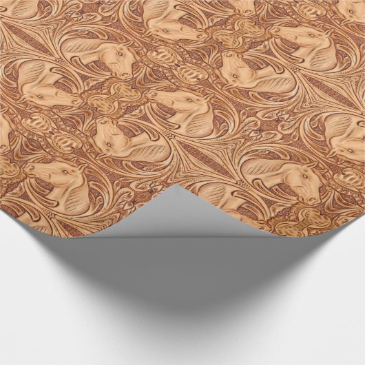 Rustikales Reitpferd aus Western Geschenkpapier (Ecke)