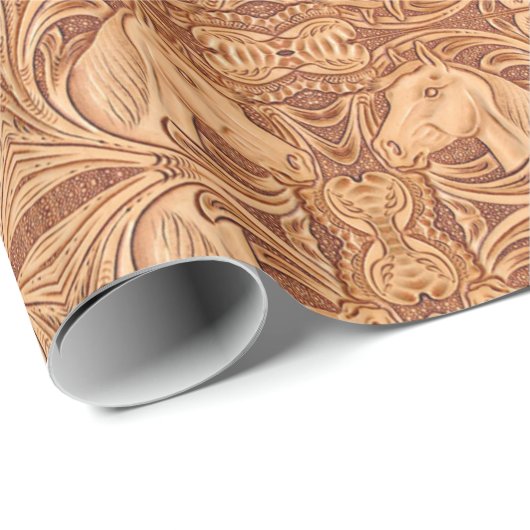 Rustikales Reitpferd aus Western Geschenkpapier (Rolleneckpunkt)