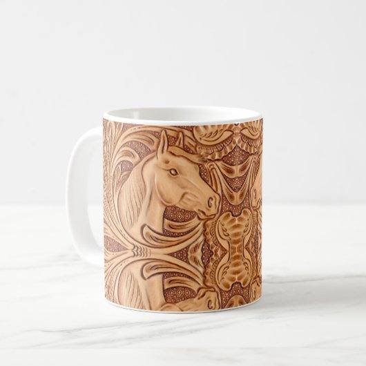 Rustikales Reitpferd aus Western Kaffeetasse (Vorderseite Links)