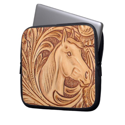 Rustikales Reitpferd aus Western Laptopschutzhülle (Vorderseite Links)