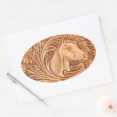 Rustikales Reitpferd aus Western Ovaler Aufkleber (Umschlag)