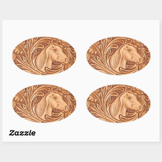 Rustikales Reitpferd aus Western Ovaler Aufkleber (Blatt)