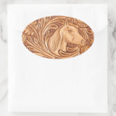 Rustikales Reitpferd aus Western Ovaler Aufkleber (Tasche)