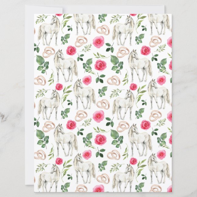 Rustikales Reitsport-Blumen-Pink Scrapbook-Papier (Vorderseite)