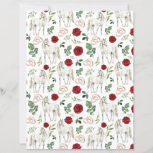 Rustikales Reitsport-Blumenmuster-Rot-Schreibbuchp