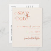 Rustikales Retro Boho Terracotta Foto Save the Dat Ankündigungspostkarte (Vorne/Hinten)
