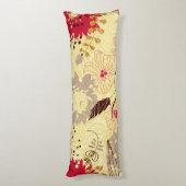 Rustikales Retro-Muster Beige und Rot Seitenschläferkissen (Rückseite (Vertikal))