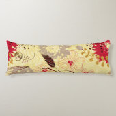 Rustikales Retro-Muster Beige und Rot Seitenschläferkissen (Vorderseite)