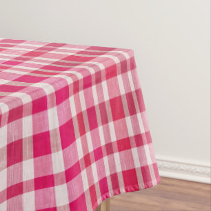 Rustikales Retro-Rosa Textil Kariert Tischdecke
