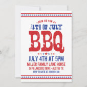 Rustikales Retro Vintag 4. Juli GRILLEN Party Einladung (Vorderseite)