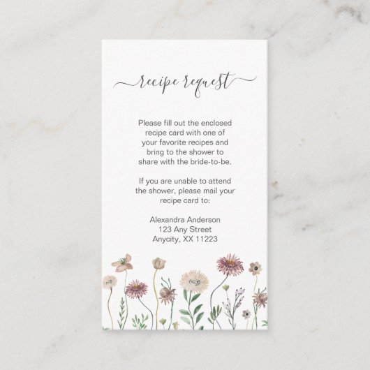 Rustikales Rezept für die Wildblume im Herbst - Um Begleitkarte (Vorderseite)
