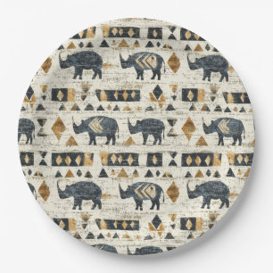 Rustikales Rhino-Stammesmuster (1) Pappteller