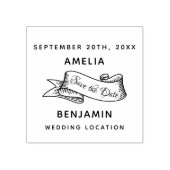 Rustikales Ribbon-Skript Save the Date Hochzeit Gummistempel (Prägung)