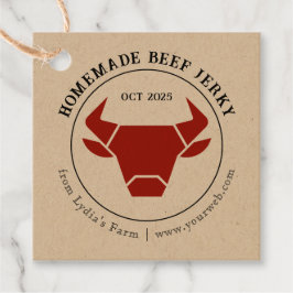 Rustikales Rindfleisch Jerky Tag mit Bull-Silhouet Geschenkanhänger