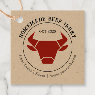 Rustikales Rindfleisch Jerky Tag mit Bull-Silhouet Geschenkanhänger
