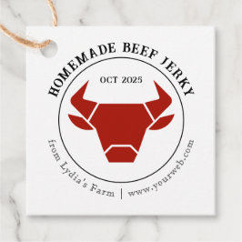 Rustikales Rindfleisch Jerky Tag mit Bull-Silhouet Geschenkanhänger