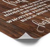 Rustikales Ring Hunt Game Brautparty Hochzeitszeic Poster (Ecke)