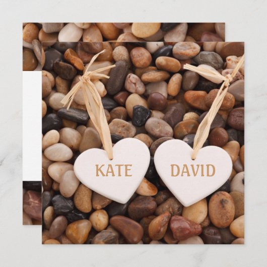 Rustikales Riverside Beach Side Kies Hochzeit Einladung (Vorne/Hinten)