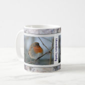 Rustikales Robin-Vogelmarmor-Muster Familienname Kaffeetasse (Vorderseite Links)