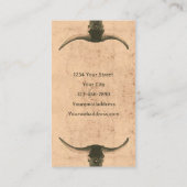 Rustikales Rodeo Beige Brown Tattoo Shop Bull Skul Visitenkarte (Rückseite)