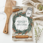 Rustikales Rolling Button Kranz Personalisierte We Geschirrtuch