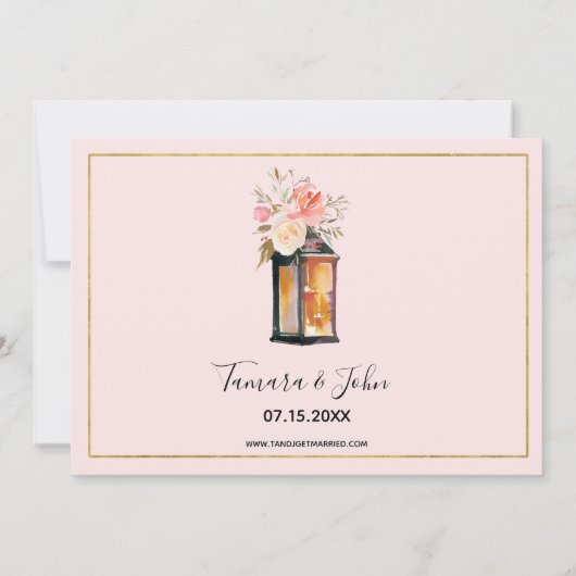 Rustikales Romance Lanterns Rose Gold Brautparty Einladung (Rückseite)