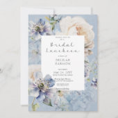 Rustikales Romantik Blau & Weiß Blumenbridal Mitta Einladung (Vorderseite)