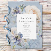 Rustikales Romantik Blau & Weiß Blumenbridal Mitta Einladung