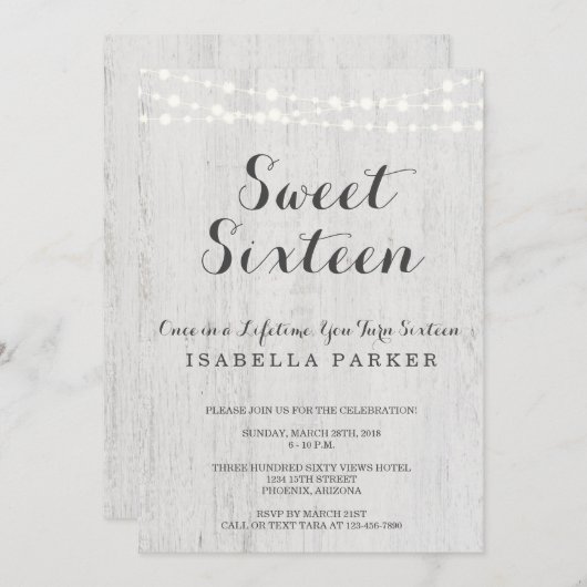 Rustikales romantisches 16. einladung (Vorne/Hinten)