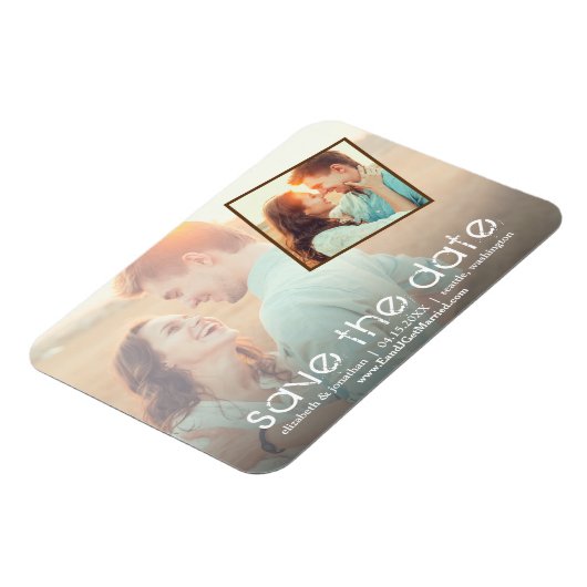Rustikales Romantisches 2 Foto Save the Date Magnet (Linke Seite)