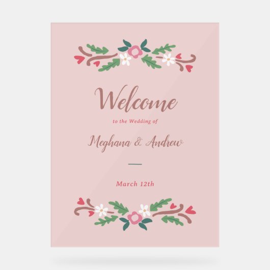 Rustikales romantisches Blumenessen Acrylschild (Vorderseite)