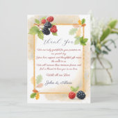 Rustikales Romantisches Herbst-Berry-Hochzeitssemb Dankeskarte (Stehend Vorderseite)