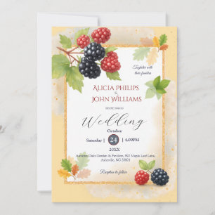 Rustikales Romantisches Herbst-Berry-Hochzeitssemb Einladung