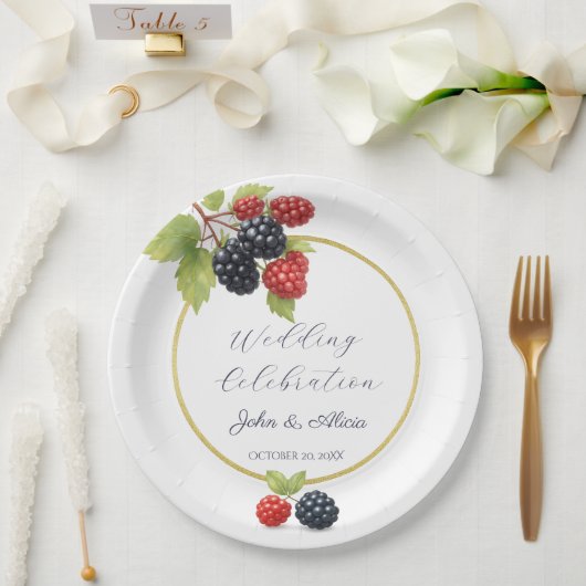 Rustikales Romantisches Herbst-Berry-Hochzeitssemb Pappteller (Hochzeit)
