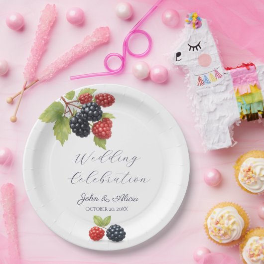 Rustikales Romantisches Herbst-Berry-Hochzeitssemb Pappteller (Party)