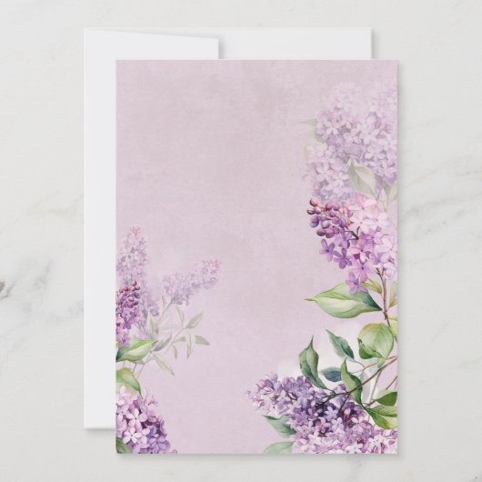 Rustikales Romantisches Lila & Sage Lilacs Brautpa Einladung (Rückseite)