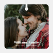 Rustikales Romantisches Minimal Sweet Couple Foto Ornament Aus Metall (Vorderseite)