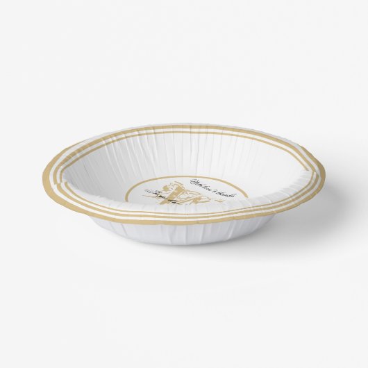 Rustikales Romantisches White Gold Wedding Chic Mo Pappteller (Gewinkelt)