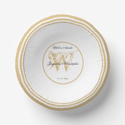 Rustikales Romantisches White Gold Wedding Chic Mo Pappteller (Vorderseite)