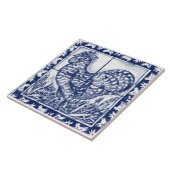 Rustikales Rooster Blue White Delft Dedham Vintag Fliese (Seite)