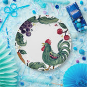 Rustikales Rooster & Frucht buntes toskanisches Ba Pappteller (Party)