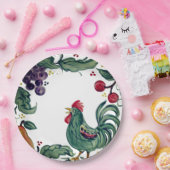 Rustikales Rooster & Frucht buntes toskanisches Ba Pappteller (Party)