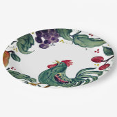 Rustikales Rooster & Frucht buntes toskanisches Ba Pappteller (Schrägansicht)