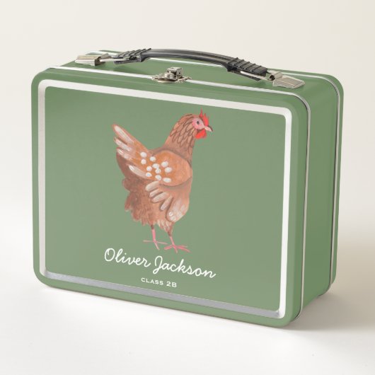 Rustikales Rooster-Metal-Lunchbox Metall Brotdose (Vorderseite)