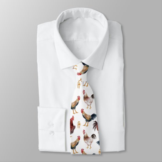 Rustikales Rooster Muster Neck Tie Krawatte (Gebunden)