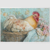 Rustikales Rooster Pink Hydrangeas Dekoupage Seidenpapier (Vorderseite)