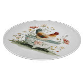Rustikales Rooster und Hen Floral | Schneidebrett (Ecke)